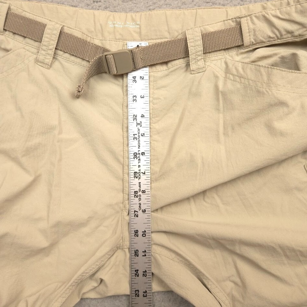 Columbia Omni-Wick Convertible Cargo Pants Mens 42x30 Khaki Hiking Belted - Picture 9 of 11